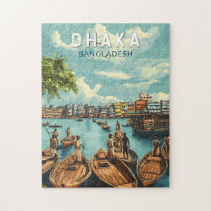 Dhaka Bangladesh Illustration Travel Art Vintage Legpuzzel