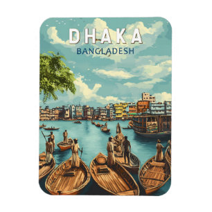 Dhaka Bangladesh Illustration Travel Art Vintage Magneet