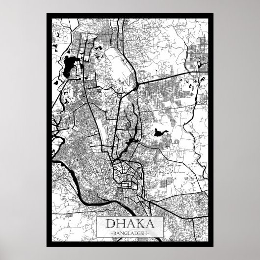 Dhaka Bangladesh Map Poster (Voorkant)