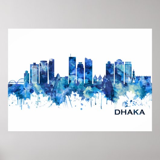 Dhaka Bangladesh Skyline Blue Poster (Voorkant)