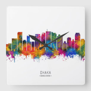 Dhaka Bangladesh Skyline Vierkante Klok