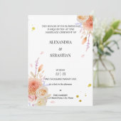 Dhalia & Rozen Huwelijksuitnodiging Kaart (Staand voorkant)