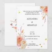 Dhalia & Rozen Huwelijksuitnodiging Kaart (Voorkant / Achterkant)