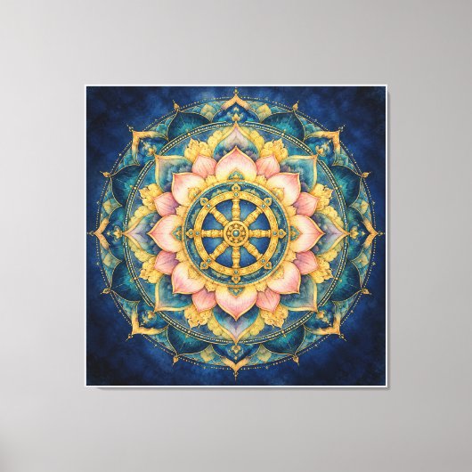 Dhamar Lotus Mandala Canvas Afdruk (Voorkant)