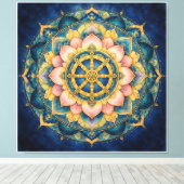 Dhamar Lotus Mandala Canvas Afdruk (Insitu (Houten vloer))