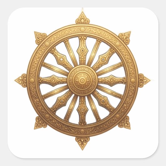 Dhamma Chakk Symbool Sticker - Oude Sukiti Kunst (Voorkant)