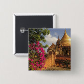 Dhamma Yazaka Pagode in Bagan (Pagan), Myanmar Vierkante Button 5,1 Cm (Voorkant /achterkant)