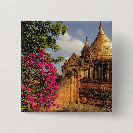 Dhamma Yazaka Pagode in Bagan (Pagan), Myanmar Vierkante Button 5,1 Cm (Voorkant)