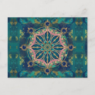 Dharma Wheel - Dharmachakra Gemstone & Gold Briefkaart