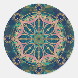 Dharma Wheel - Dharmachakra Gemstone & Gold Ronde Sticker