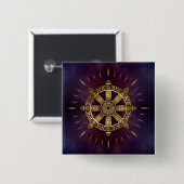 Dharma Wheel - Dharmachakra Vierkante Button 5,1 Cm (Voorkant /achterkant)