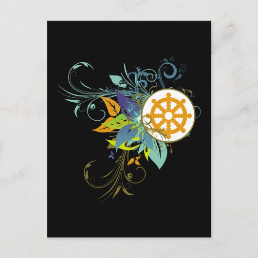 Dharma Wheel Floral Briefkaart (Voorkant)