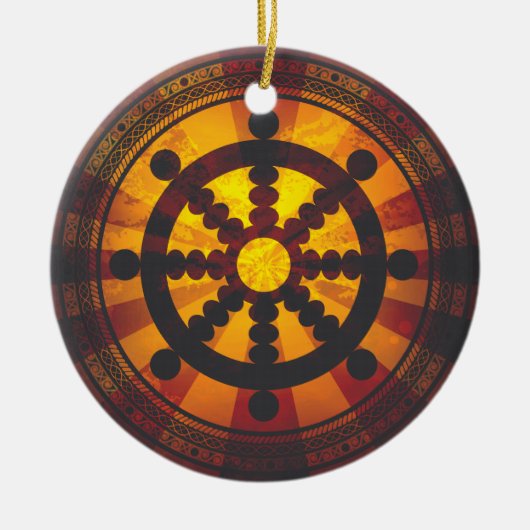  Dharma Wheel Keramisch Ornament (Voorkant)