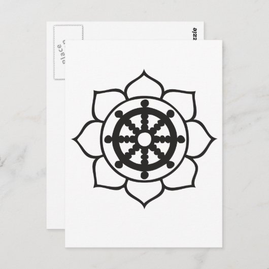 Dharma Wheel Lotus Briefkaart (Voorkant / Achterkant)
