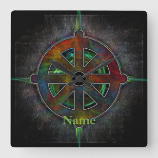 Dharma Wheel of Energy Vierkante Klok