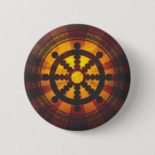 Dharma Wheel Print Ronde Button 5,7 Cm