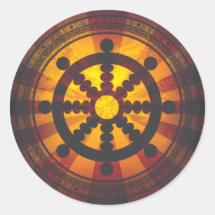  Dharma Wheel Print Ronde Sticker