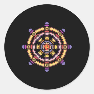 Dharma Wiel Meditatie Lotus Chakra Yoga Dharmachak Ronde Sticker