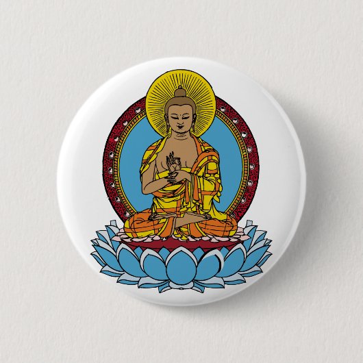 Dharmachakra Buddha Ronde Button 5,7 Cm (Voorkant)