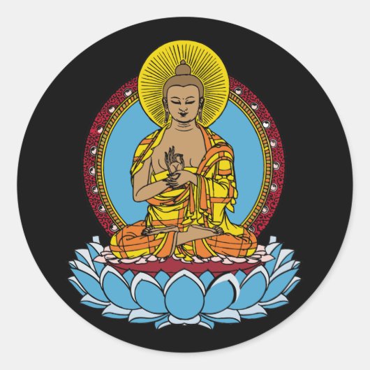 Dharmachakra Buddha Ronde Sticker (Voorkant)