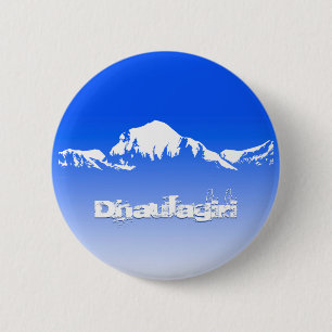 Dhaulagiri Mountain Range Himalaya, Nepal, blauw Ronde Button 5,7 Cm