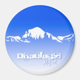 Dhaulagiri Mountain Range Nepal Blue and White Magneet