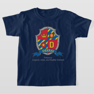 Dheeraj jongensnaam & betekenis ridders schild T-s T-shirt
