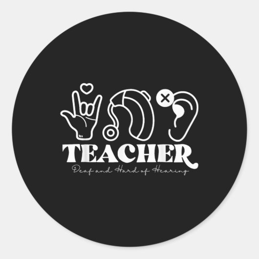 DHH leraar doof en slechthorend ASL Special E Ronde Sticker (Voorkant)