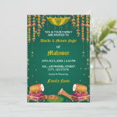 Dholki & Mehndi Avond Uitnodigingskaart Kaart (Staand voorkant)