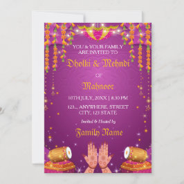 Dholki & Mehndi Nacht Uitnodigingskaart Kaart