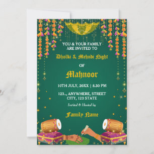 Dholki & Mehndi Nacht Uitnodigingskaart Kaart