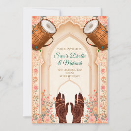 Dholki nodigt uit voor Mehndi-uitnodigingen, Mehen Kaart