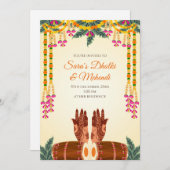 Dholki uitnodiging en Mehendi uitnodigingen (Voorkant / Achterkant)