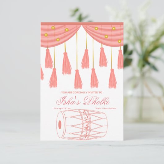 Dholki Uitnodigingen (Staand voorkant)
