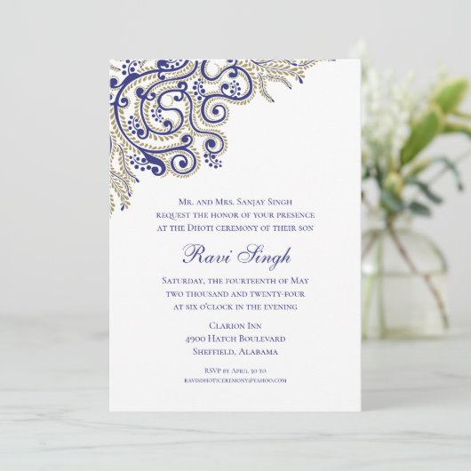 Dhoti Ceremony Kaart (Staand voorkant)