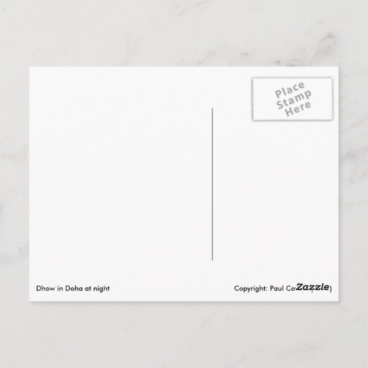 Dhow in Doha, 's nachts Briefkaart (Achterkant)