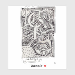 Dhr. Emptyful, Ink Tekening Rechthoekige Sticker
