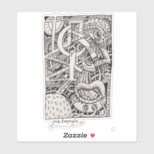 Dhr. Emptyful, Ink Tekening Rechthoekige Sticker (Vel)