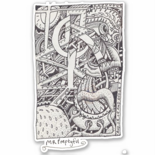 Dhr. Emptyful, Ink Tekening Rechthoekige Sticker (Voorkant)
