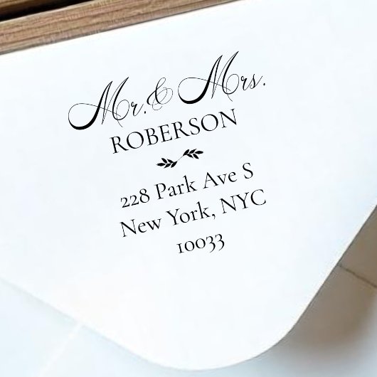 Dhr. en Dhr. Script Eenvoudige Trouwkaart Retourad Rubberstempel