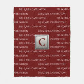 Dhr. en Mevrouw Naam Monogram Rood Wit Fleece Deken (Voorkant)