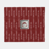 Dhr. en Mevrouw Naam Monogram Rood Wit Fleece Deken (Voorkant (Horizontaal))