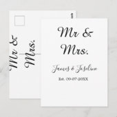 Dhr en Mevrouw naam toevoegen est. Datum jaar huwe Briefkaart (Voorkant / Achterkant)