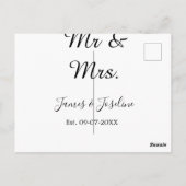 Dhr en Mevrouw naam toevoegen est. Datum jaar huwe Briefkaart (Achterkant)