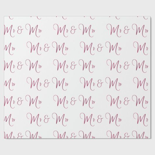 Dhr. en mevrouw Script Burgundy Cadeaupapier (Vlak)