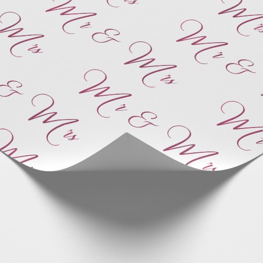 Dhr. en mevrouw Script Burgundy Cadeaupapier (Hoek)