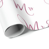 Dhr. en mevrouw Script Burgundy Cadeaupapier (Rol Hoek)