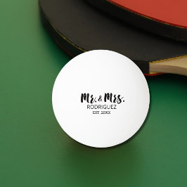 Dhr. en mw. Modern Brush Font Huwelijksgeschenk Pingpongbal