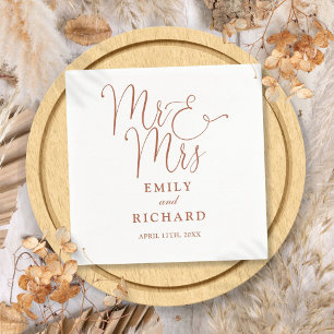 Dhr En Mw Script Elegante Terracotta Trouwdag Servet