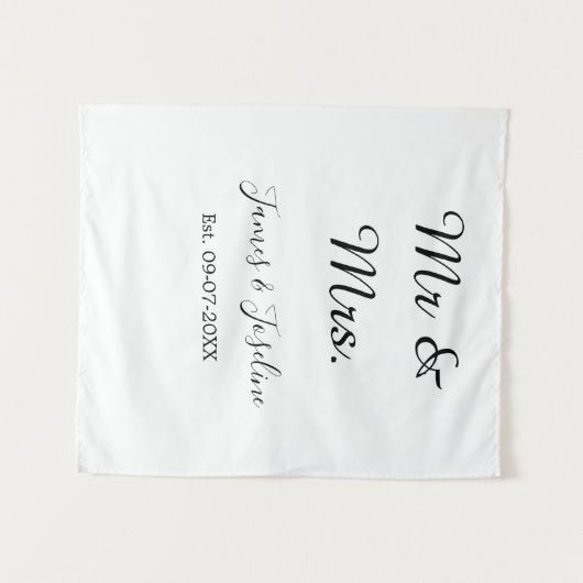 Dhr en Mw voeg naam toe est. datum jaar huwelijksf Wandkleed (Voorkant (horizontaal))